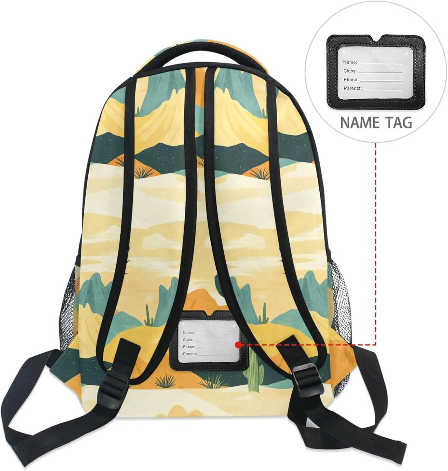 Cute Backpack for Unisex Adult Waterproof School Book Bag with Chest Strap for Business Work College Travel Trip Western Cowboy Spurs Boho Cactus Mountains