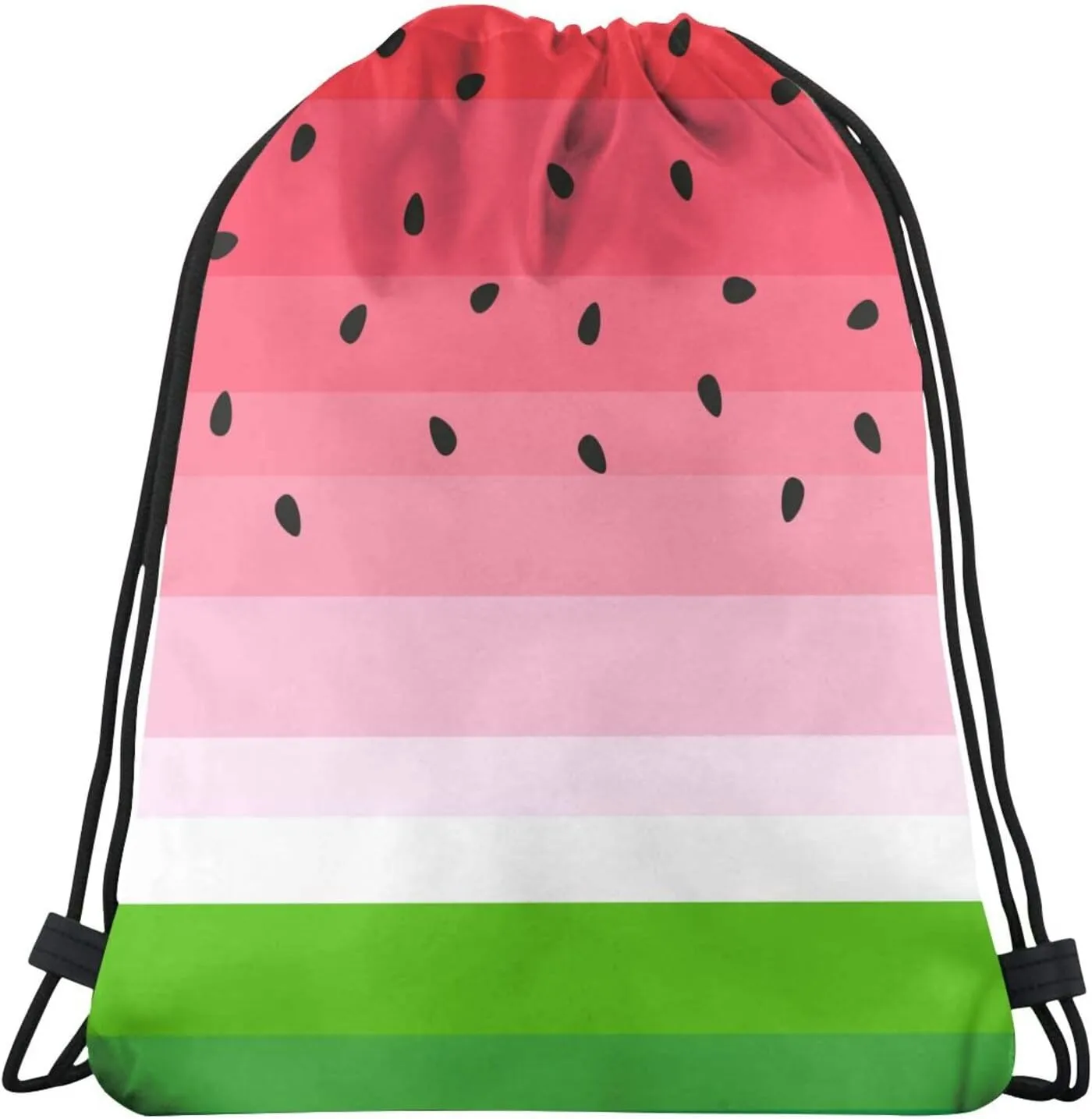 Cute Cartoon Watermelon Drawstring Bags Backpack Bag Watermelon Background with Black Seeds String Bag Tropical Summer Fruit Gym Backpack for Women Men Lightweight Sports Yoga Travel Bag