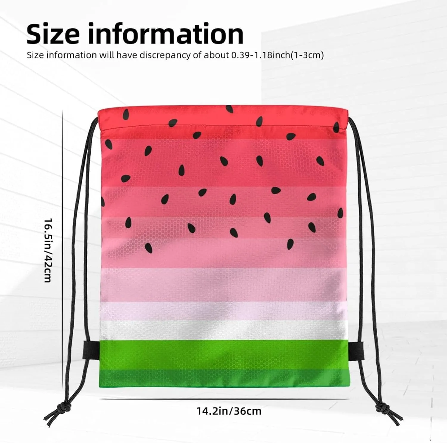 Cute Cartoon Watermelon Drawstring Bags Backpack Bag Watermelon Background with Black Seeds String Bag Tropical Summer Fruit Gym Backpack for Women Men Lightweight Sports Yoga Travel Bag