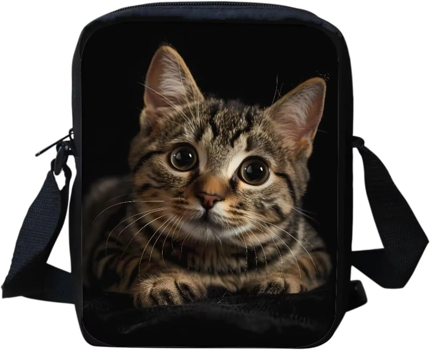 Cute Cat Purse for Women Crossbody Bag Small Messenger Bags Portable Cell Phone Wallet Case Lightweight Shoulder Bag Canvas Travel Organizer