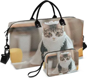 Cute Cat Servant Duffel Bag for Travel Gym Sport, Weekender Travel Bags Carry on Overnight Bag