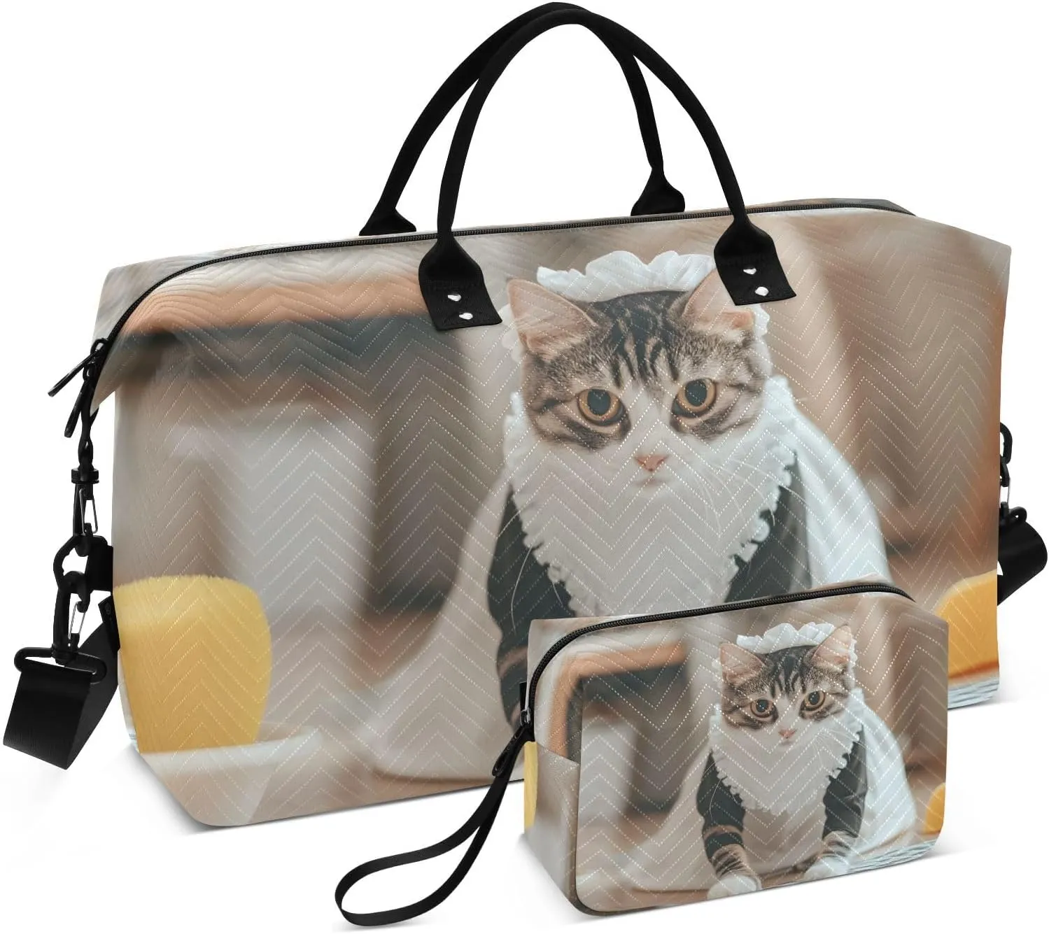 Cute Cat Servant Duffel Bag for Travel Gym Sport, Weekender Travel Bags Carry on Overnight Bag