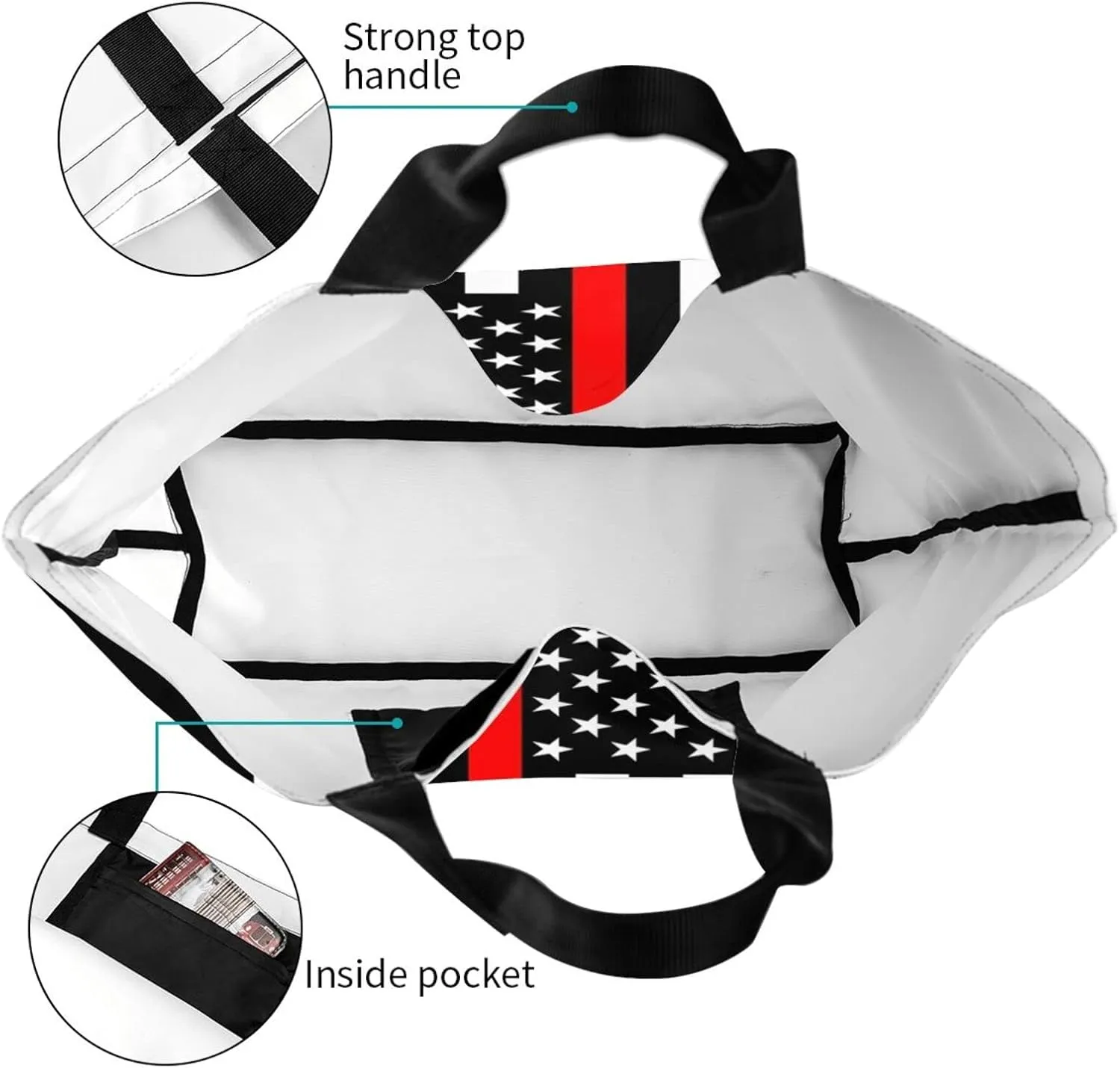 Cute Flag Tote Bag for Women Men Reusable Patriotic Beach Grocery Shopping Bag for Outdoor Gym Shopping