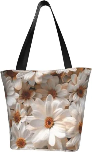 D-aisy Tote Shopping Bag, Hobo Bag Casual Handbag Large Capacity Shopping Work Bag. Black