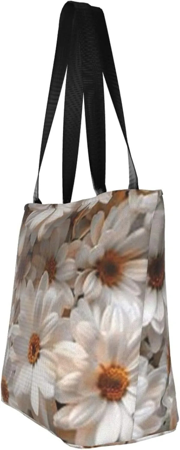 D-aisy Tote Shopping Bag, Hobo Bag Casual Handbag Large Capacity Shopping Work Bag. Black