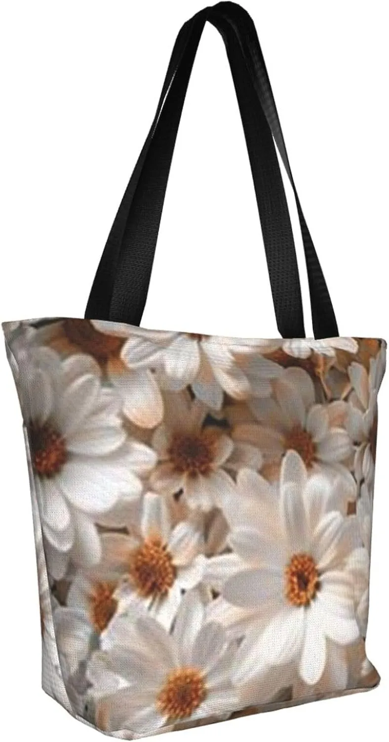 D-aisy Tote Shopping Bag, Hobo Bag Casual Handbag Large Capacity Shopping Work Bag. Black