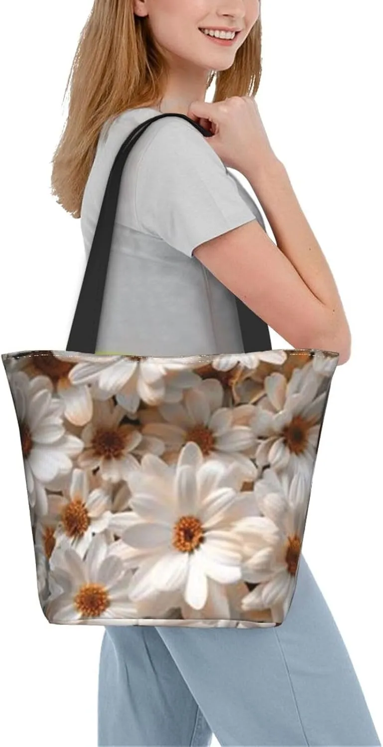 D-aisy Tote Shopping Bag, Hobo Bag Casual Handbag Large Capacity Shopping Work Bag. Black