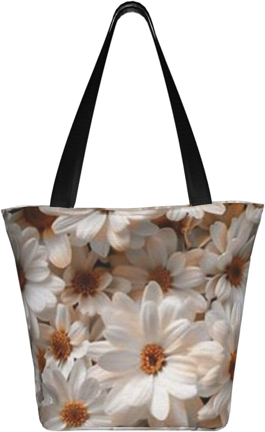 D-aisy Tote Shopping Bag, Hobo Bag Casual Handbag Large Capacity Shopping Work Bag. Black