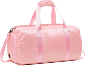 Dance Bag for Girls Duffle Bags Girls Overnight Bag Sleepover Gym Gymnastics Bags with Shoe Compartment and Wet Pocket,Leopard Shape