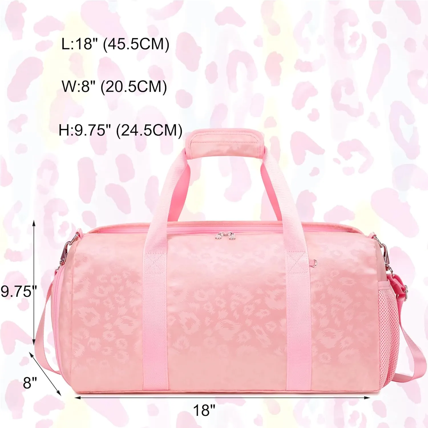 Dance Bag for Girls Duffle Bags Girls Overnight Bag Sleepover Gym Gymnastics Bags with Shoe Compartment and Wet Pocket,Leopard Shape