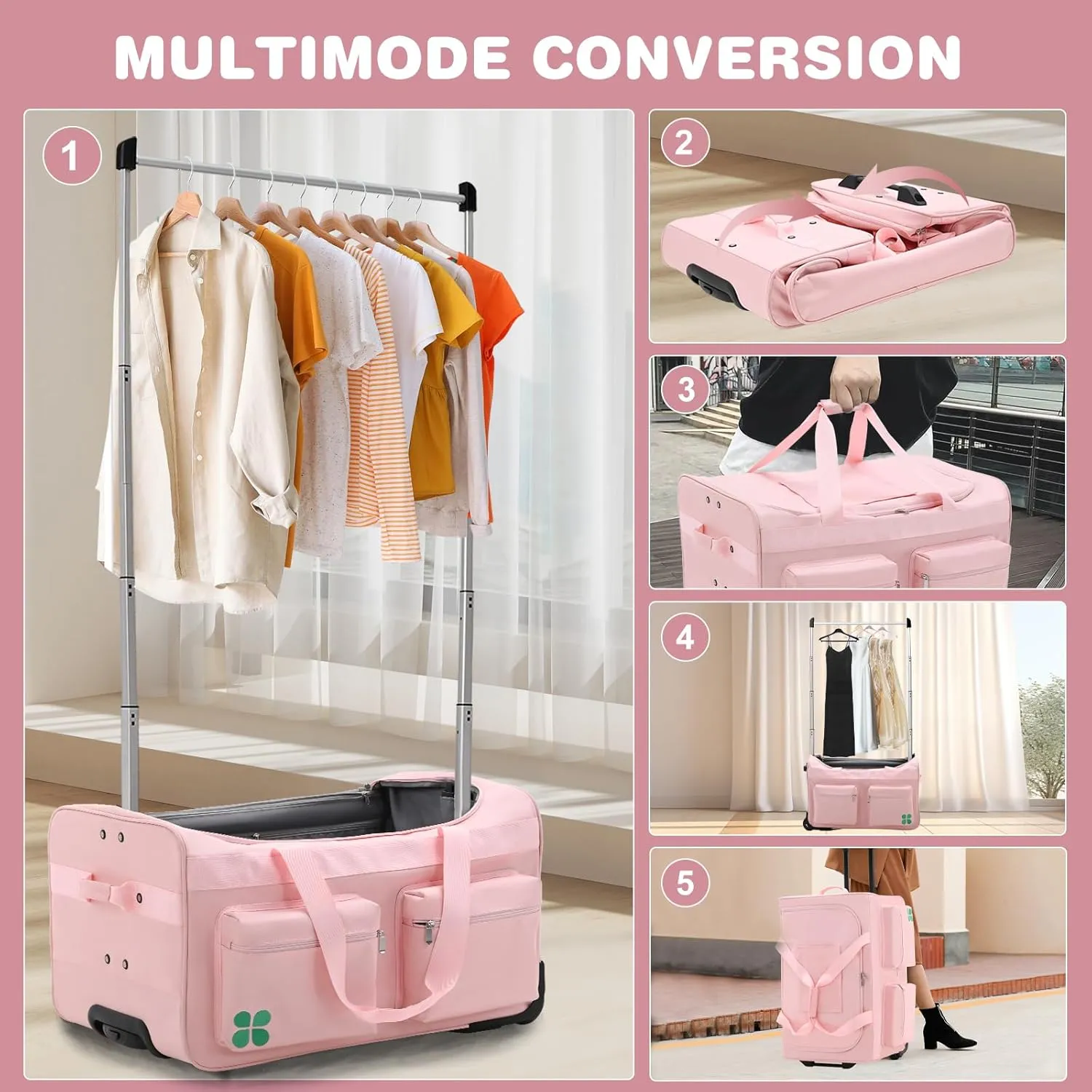 Dance Bag With Garment Rack, 27" Dance Garment Bags for Dancers Girls Competition, Collapsible Rolling Dance Garment Bag with Wheels for Travel, Duffle Bag Luggage for Women and Men