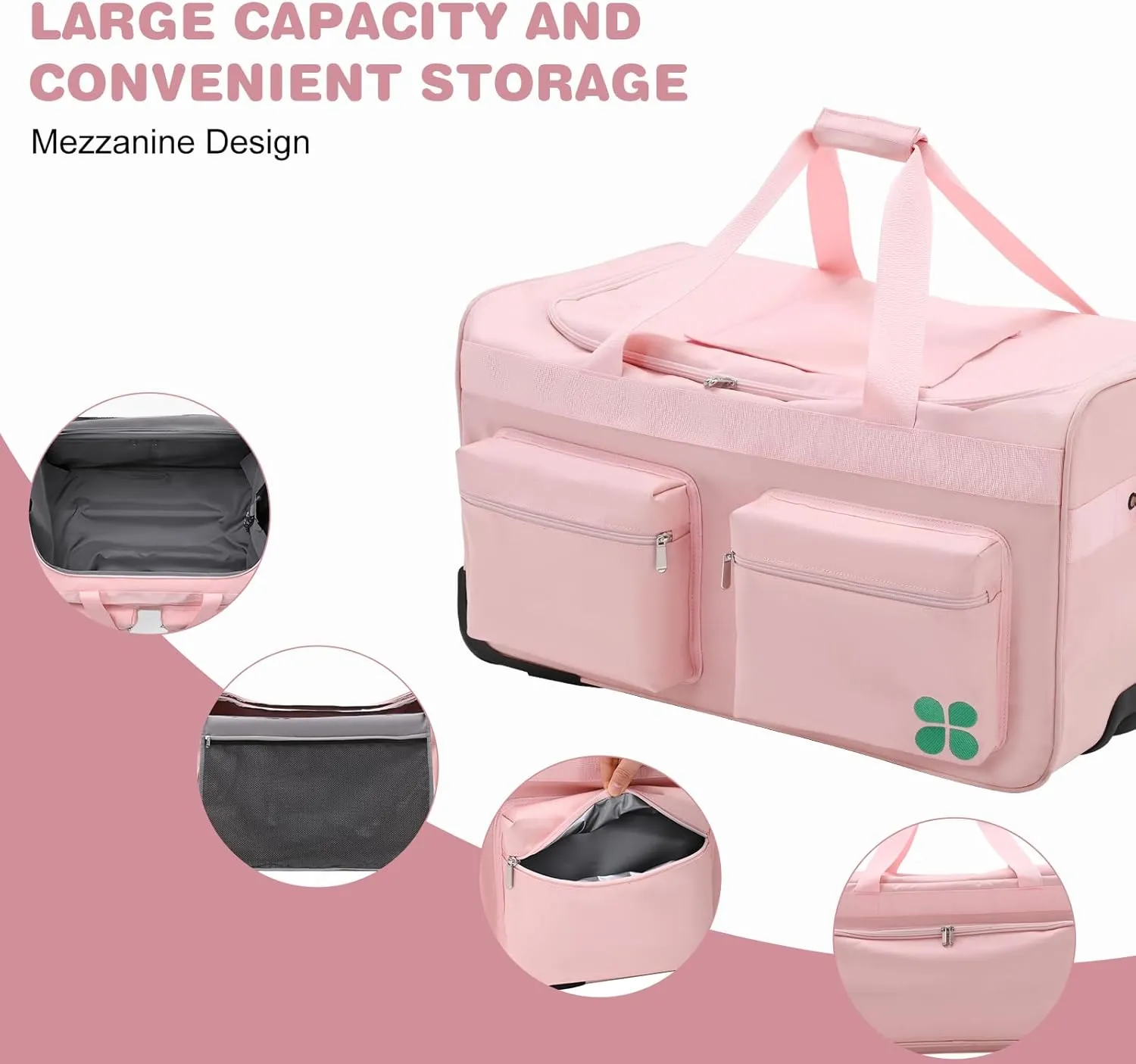 Dance Bag With Garment Rack, 27" Dance Garment Bags for Dancers Girls Competition, Collapsible Rolling Dance Garment Bag with Wheels for Travel, Duffle Bag Luggage for Women and Men
