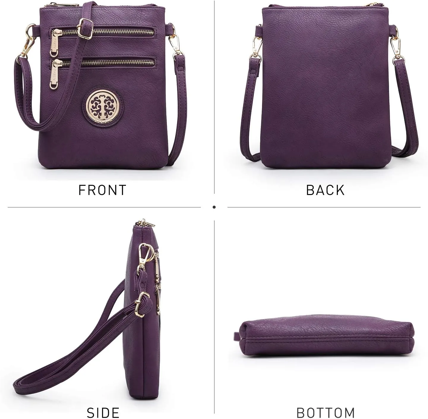 Dasein Women Small Crossbody Bag Lightweight Shoulder Purses Multi Zipper Pockets Phone Purse Handbag