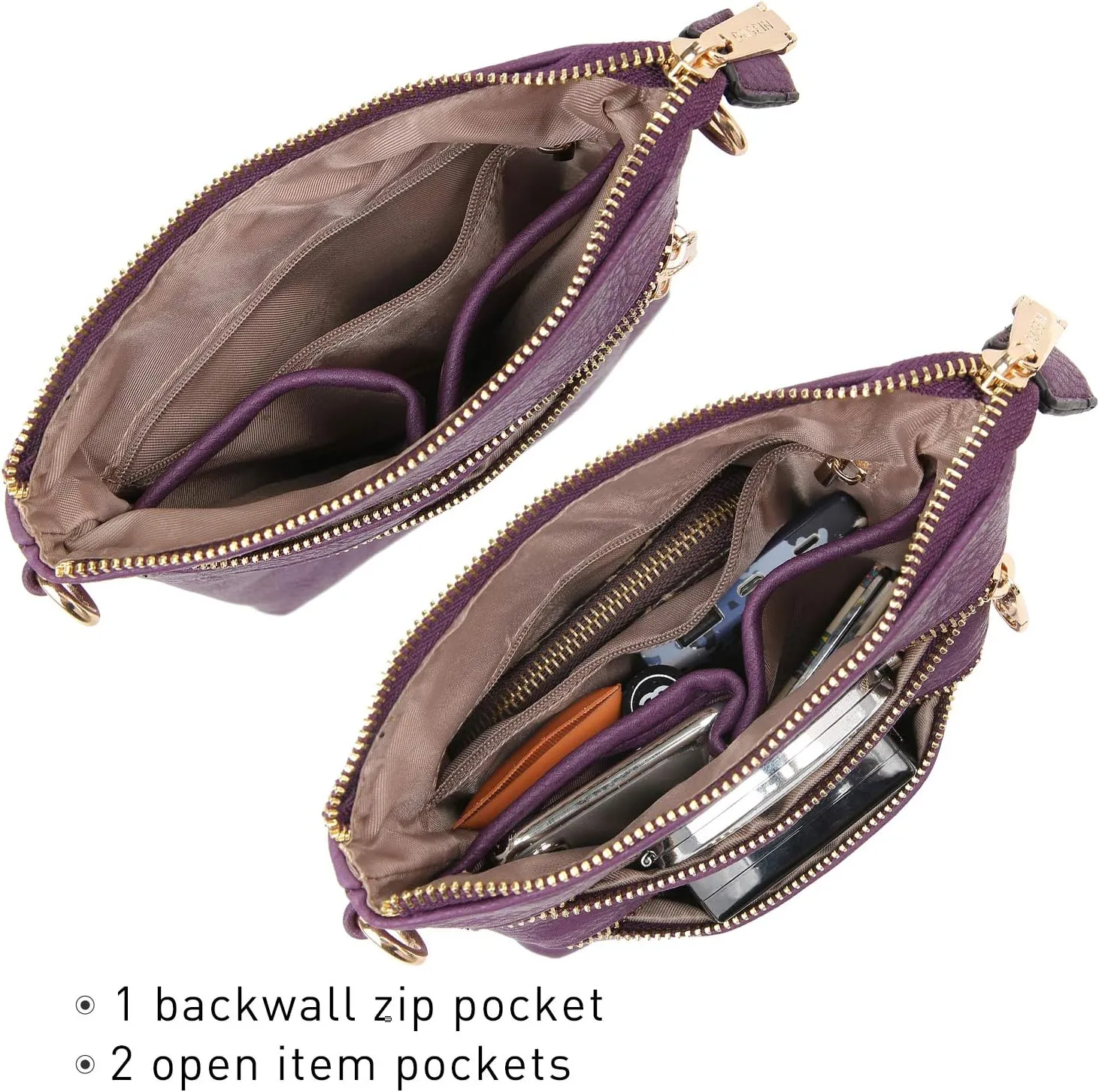Dasein Women Small Crossbody Bag Lightweight Shoulder Purses Multi Zipper Pockets Phone Purse Handbag