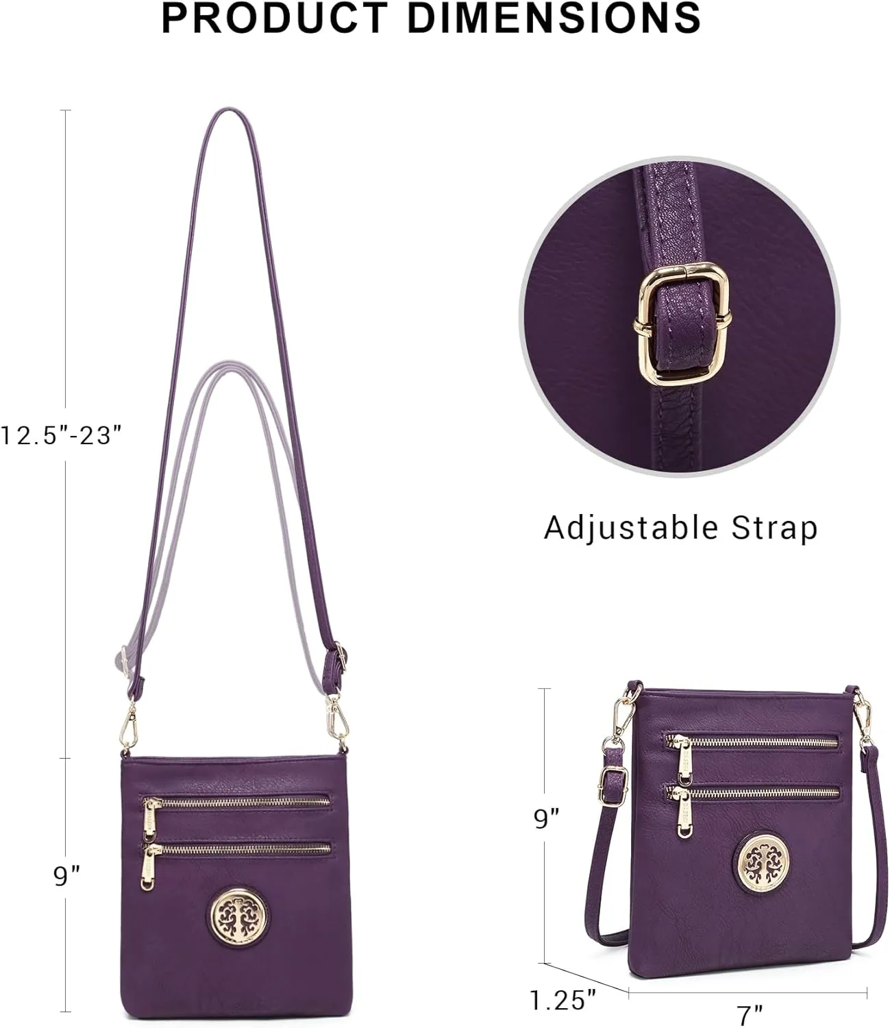 Dasein Women Small Crossbody Bag Lightweight Shoulder Purses Multi Zipper Pockets Phone Purse Handbag