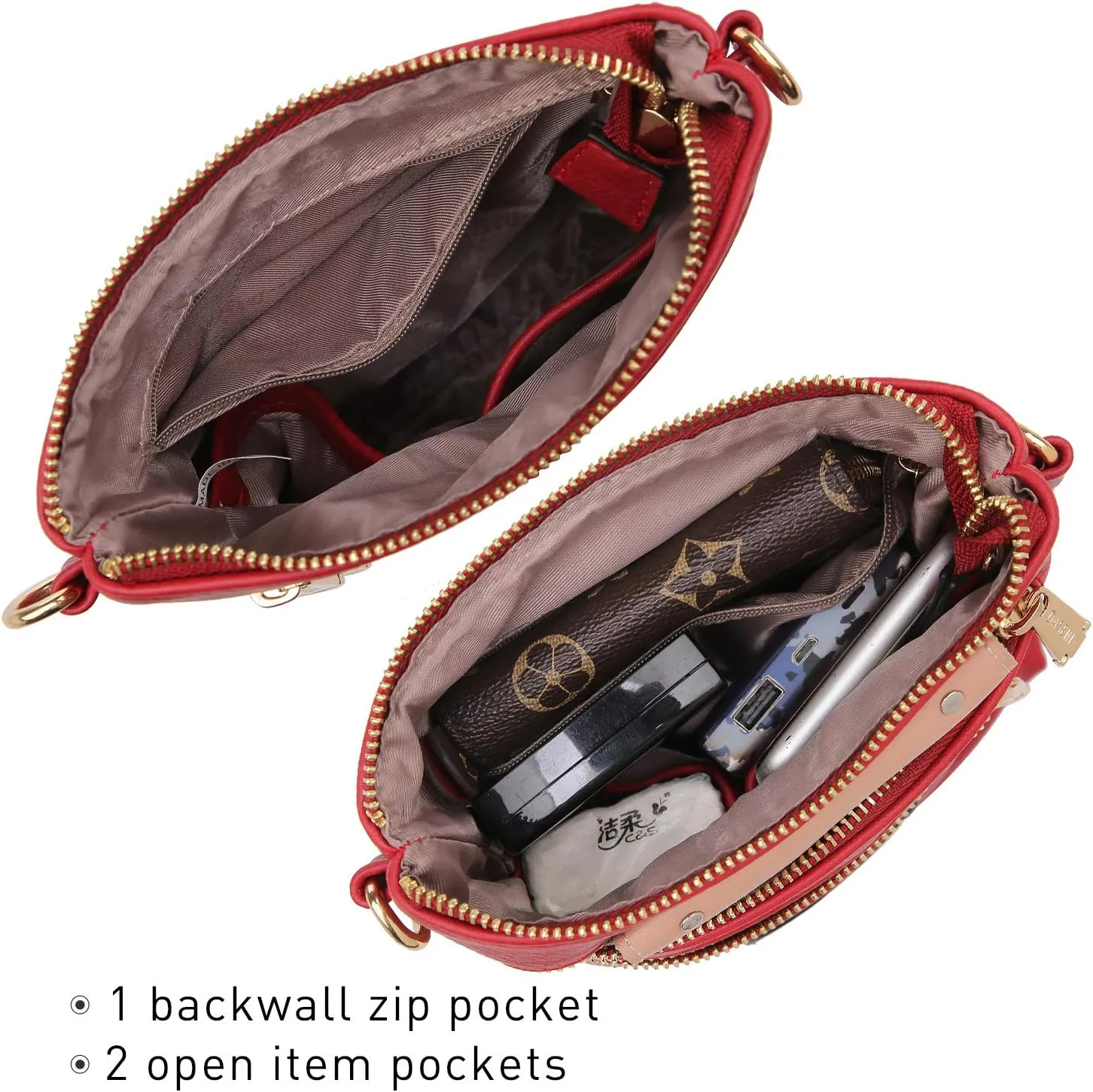 Dasein Women Small Crossbody Bag Lightweight Shoulder Purses Multi Zipper Pockets Phone Purse Handbag