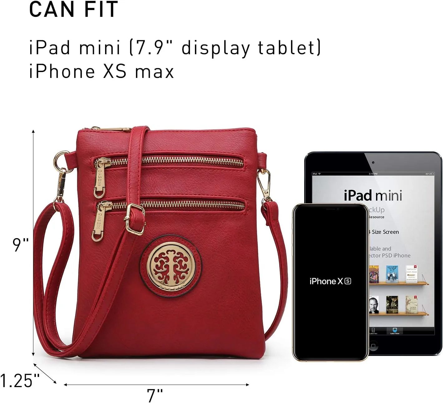Dasein Women Small Crossbody Bag Lightweight Shoulder Purses Multi Zipper Pockets Phone Purse Handbag