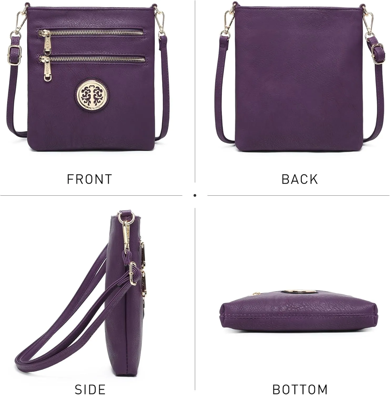 Dasein Women Small Crossbody Bag Lightweight Shoulder Purses Multi Zipper Pockets Phone Purse Handbag