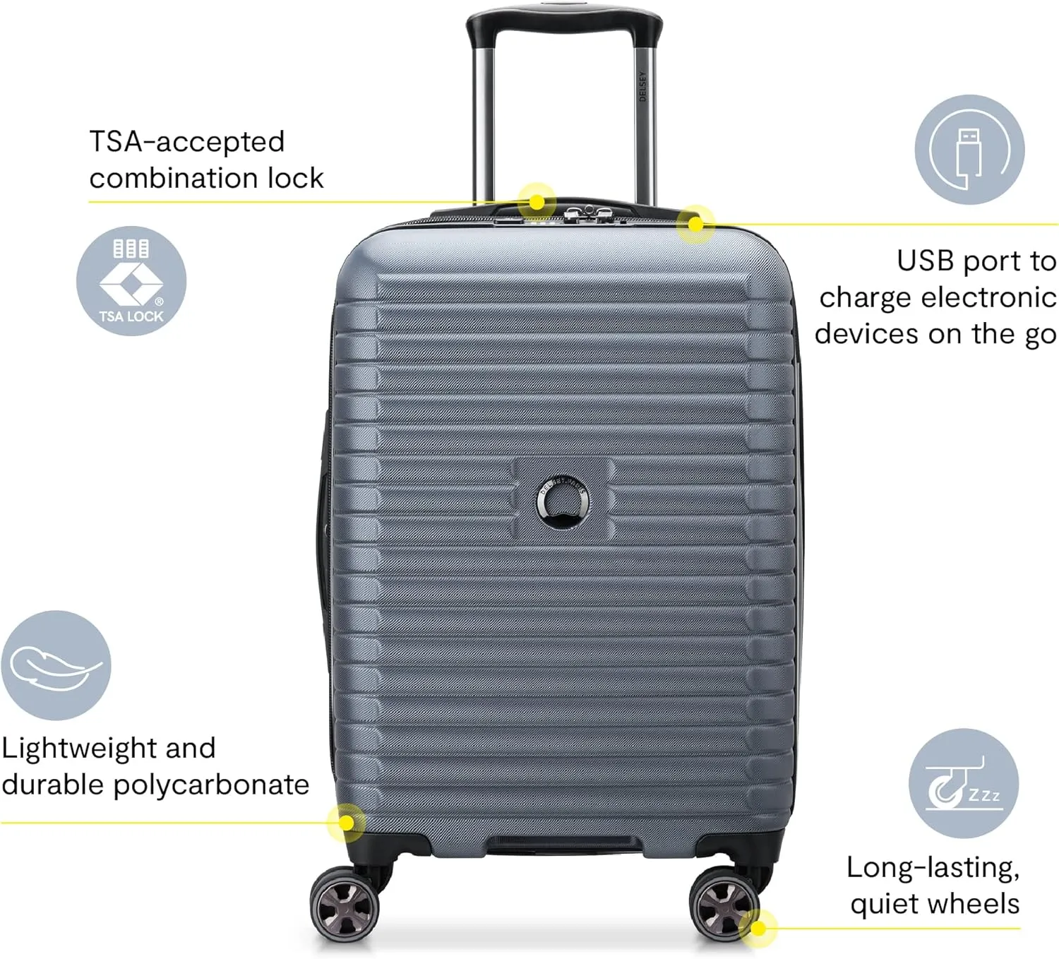 DELSEY PARIS Cruise 3.0 Hardside Expandable Luggage with Spinner Wheels, Plum, Carry on 21 Inch