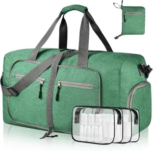 Dimayar 115L Travel Duffle Bag - Foldable Duffel Bag with Shoes Compartment - Overnight Bags Waterproof & Tear Resistant(ForestGreen)