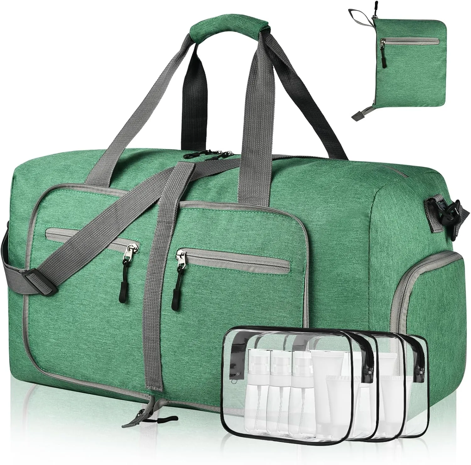 Dimayar 115L Travel Duffle Bag - Foldable Duffel Bag with Shoes Compartment - Overnight Bags Waterproof & Tear Resistant(ForestGreen)