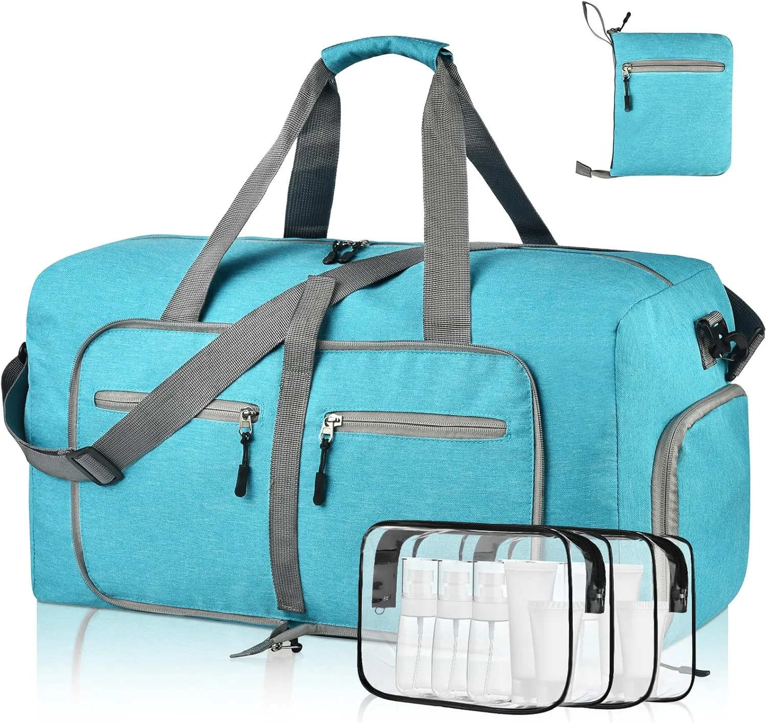 Dimayar 115L Travel Duffle Bag - Foldable Duffel Bag with Shoes Compartment - Overnight Bags Waterproof & Tear Resistant(MintGreen)