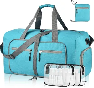 Dimayar 115L Travel Duffle Bag - Foldable Duffel Bag with Shoes Compartment - Overnight Bags Waterproof & Tear Resistant(MintGreen)