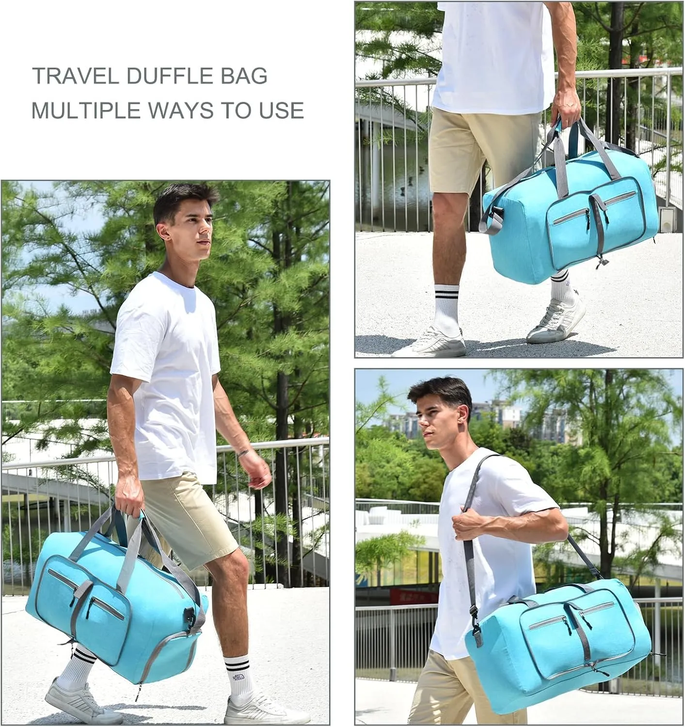 Dimayar 115L Travel Duffle Bag - Foldable Duffel Bag with Shoes Compartment - Overnight Bags Waterproof & Tear Resistant(MintGreen)
