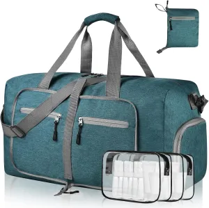 Dimayar 85L Travel Duffle Bag - Foldable Duffel Bag with Shoes Compartment - Overnight Bags Waterproof & Tear Resistant(Green)