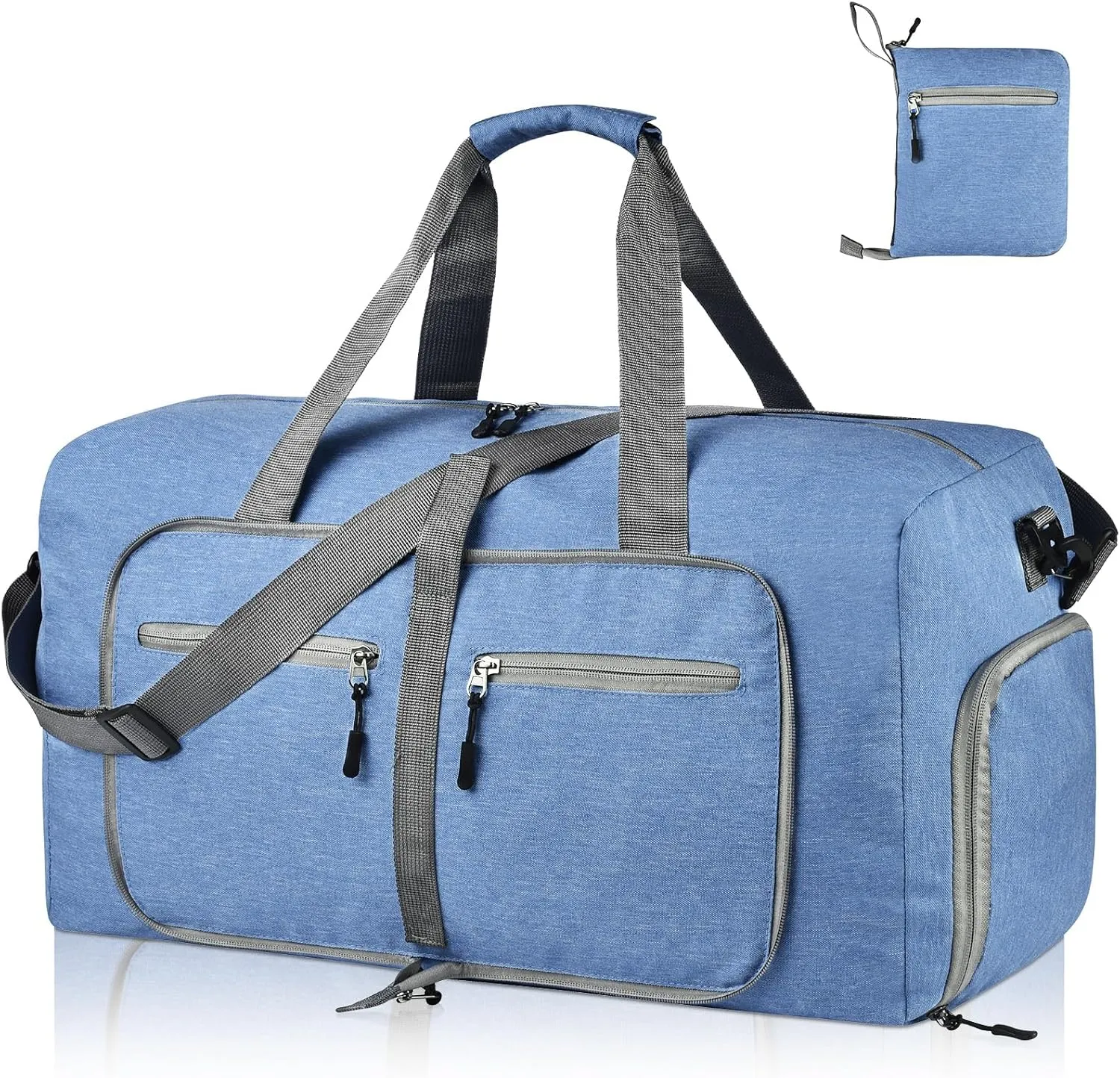 Dimayar 85L Travel Duffle Bag for Men Women - Foldable Duffel Bag with Shoes Compartment - Overnight Bags Waterproof & Tear Resistant(Blue)