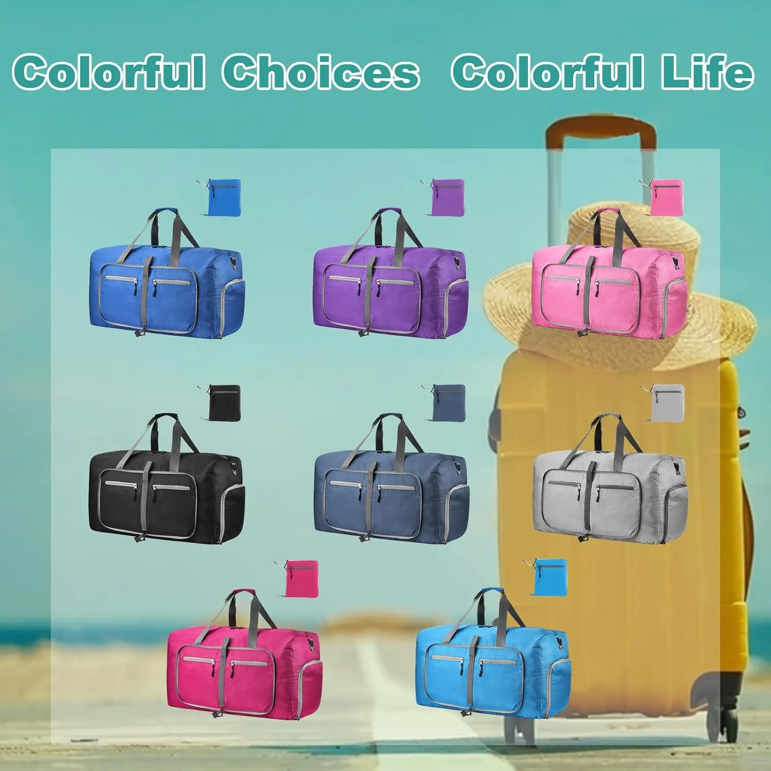 Dimayar 85L Travel Duffle Bag for Men Women - Foldable Duffel Bag with Shoes Compartment - Overnight Bags Waterproof & Tear Resistant(Blue)