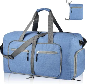 Dimayar 85L Travel Duffle Bag for Men Women - Foldable Duffel Bag with Shoes Compartment - Overnight Bags Waterproof & Tear Resistant(Blue)