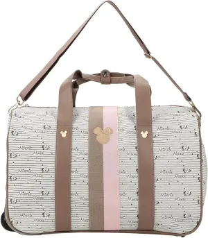 Disney Minnie Mouse Character art & Emblems Taupe 18" Rolling Duffle Bag