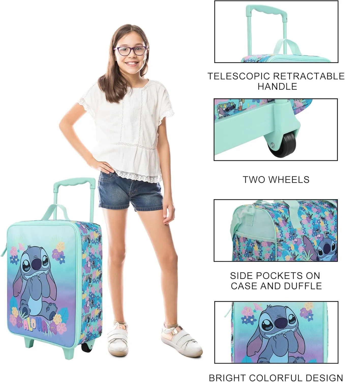 Disney's Stitch Kids' 14" 4-Piece Travel Value Set
