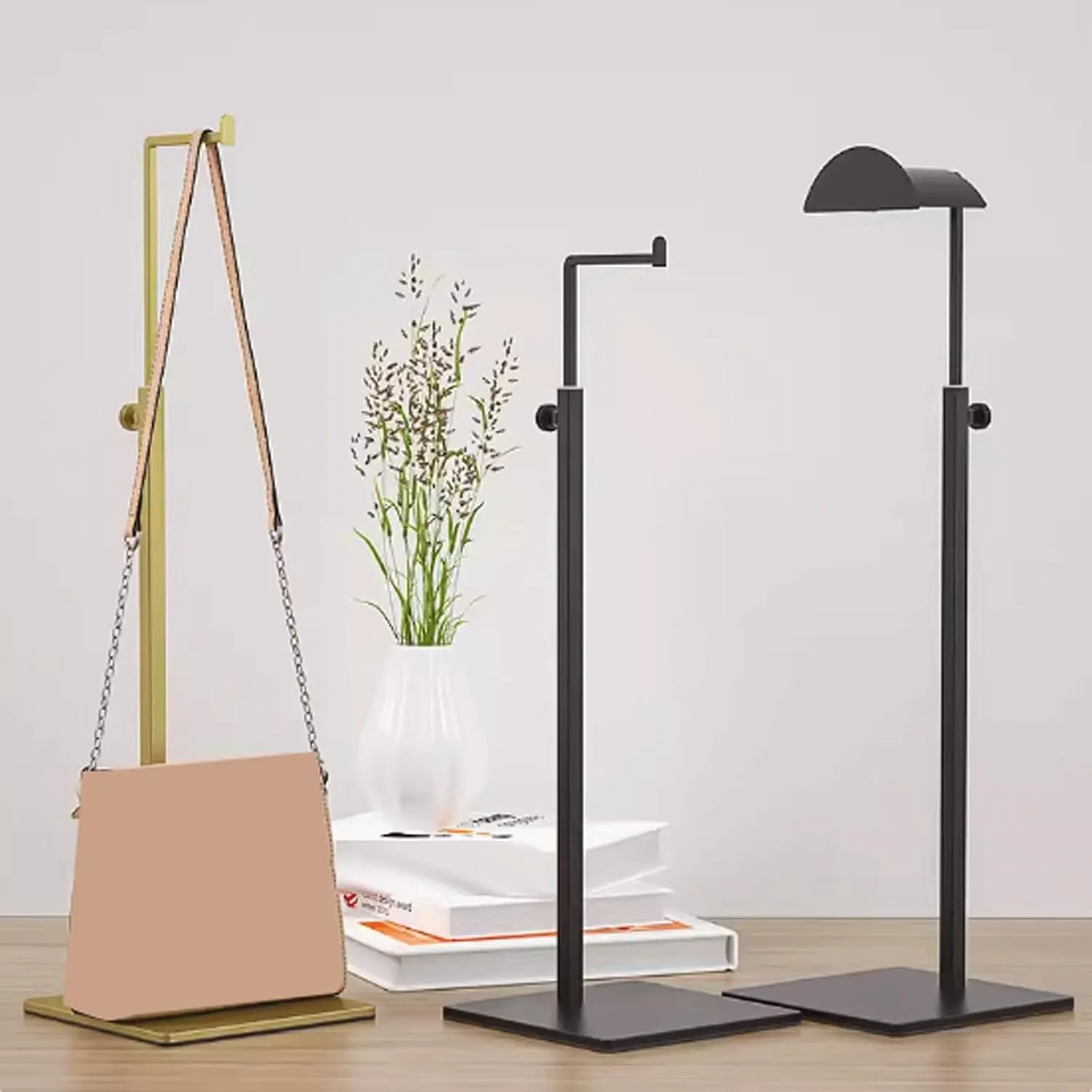 Display Stand Metal Bag Stand Holder 7-Type Counter Display Rack 3 Pack Purse Display Stand for Bag Handbag Bracelets