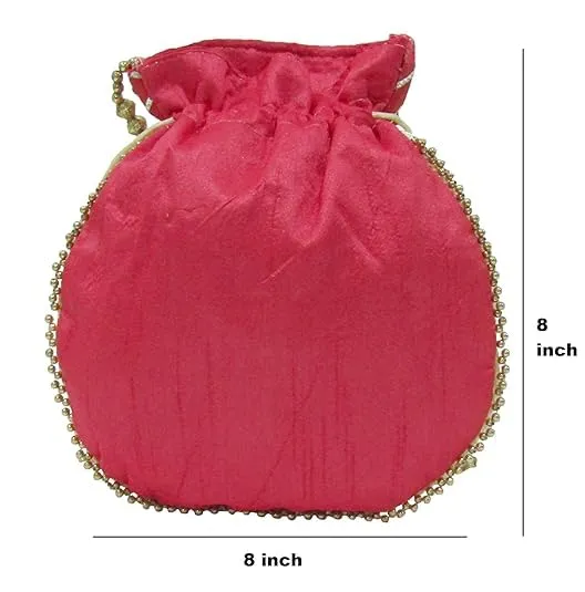 DMS RETAIL Potli Bags For Wedding Return Gifts For Women In Bulk, Ladies Return Gifts For Pooja Birthday Kitty Party Shagun Mehndi Sangeet Pack Of (Pack Of 3)
