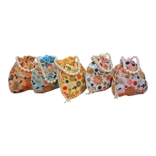 DMS RETAIL Potli Bags For Wedding Return Gifts For Women In Bulk, Ladies Return Gifts For Pooja Birthday Kitty Party Shagun Mehndi Sangeet Pack of (Pack of 9)