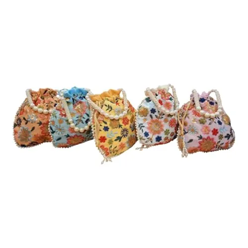 DMS RETAIL Potli Bags For Wedding Return Gifts For Women In Bulk, Ladies Return Gifts For Pooja Birthday Kitty Party Shagun Mehndi Sangeet Pack of (Pack of 9)