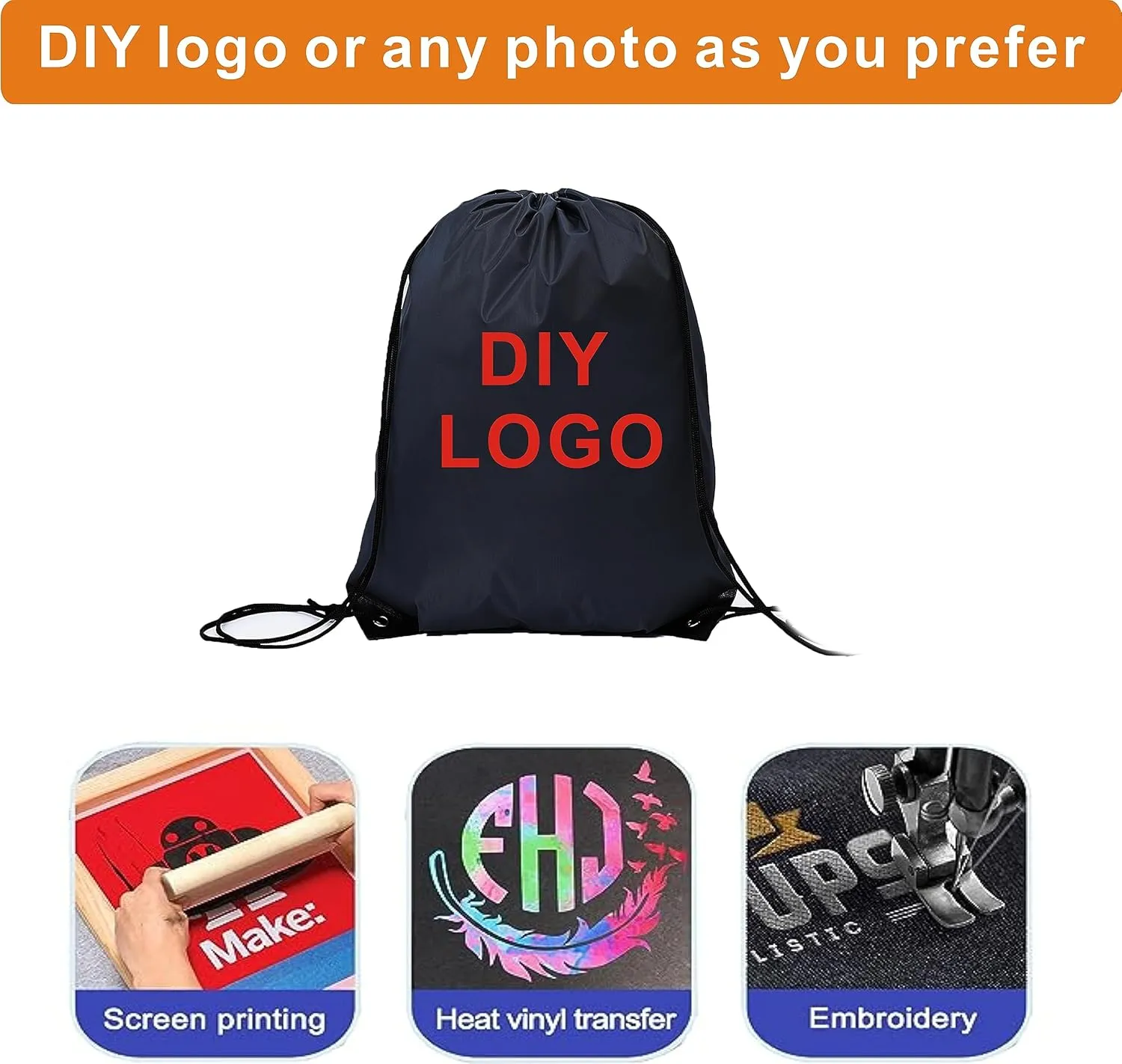 Drawstring Backpack Bulk 20 Pcs Draw String Backpack Bags DIY Gym Sports Traveling Yoga Cinch Bag Sackpack Drawstring (Black)