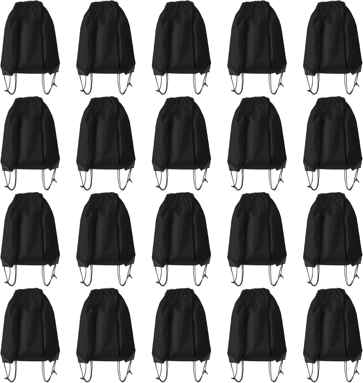 Drawstring Backpack Bulk 20 Pcs Draw String Backpack Bags DIY Gym Sports Traveling Yoga Cinch Bag Sackpack Drawstring (Black)