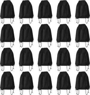 Drawstring Backpack Bulk 20 Pcs Draw String Backpack Bags DIY Gym Sports Traveling Yoga Cinch Bag Sackpack Drawstring (Black)