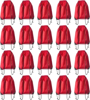 Drawstring Backpack Bulk 20 Pcs Draw String Backpack Bags DIY Gym Sports Traveling Yoga Cinch Bag Sackpack Drawstring (Red)
