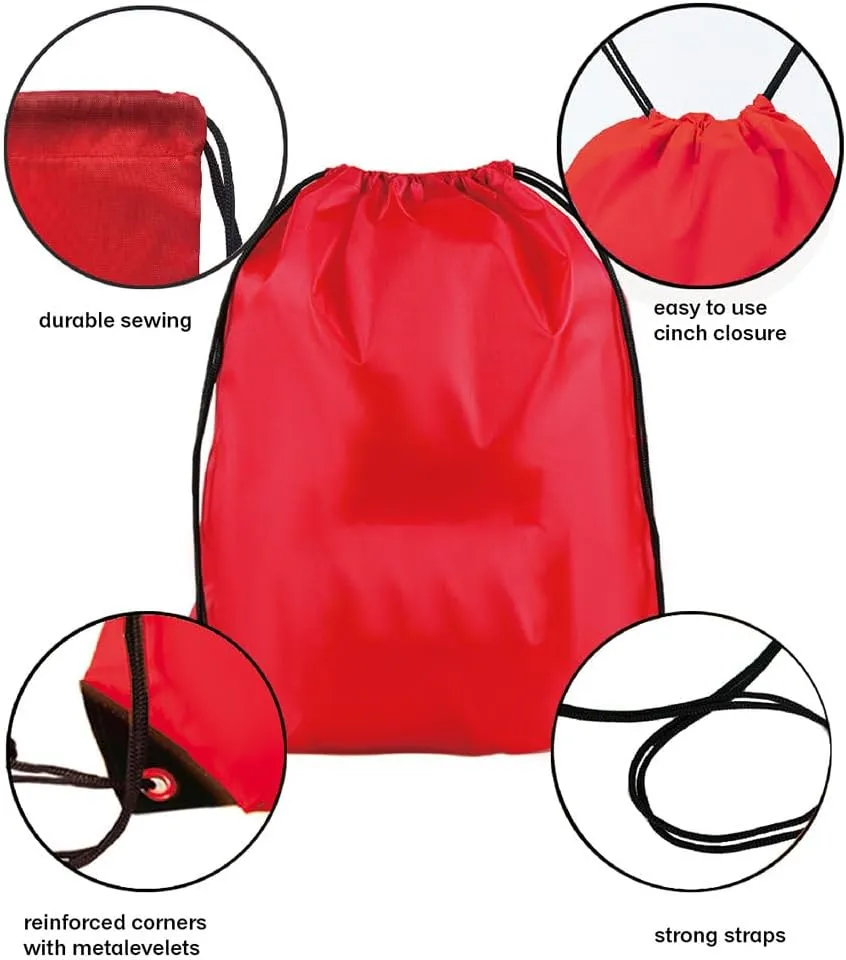 Drawstring Backpack Bulk 20 Pcs Draw String Backpack Bags DIY Gym Sports Traveling Yoga Cinch Bag Sackpack Drawstring (Red)