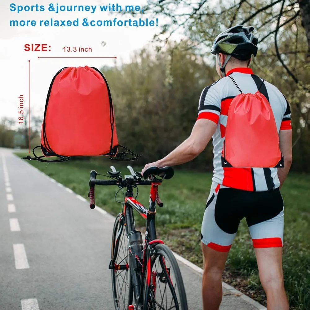 Drawstring Backpack Bulk 20 Pcs Draw String Backpack Bags DIY Gym Sports Traveling Yoga Cinch Bag Sackpack Drawstring (Red)
