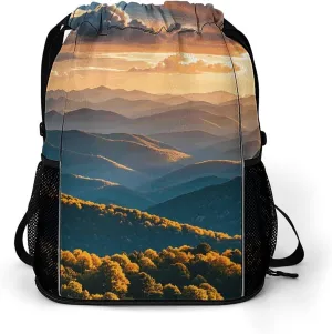 Drawstring Backpack for Women Men Drawstring Gym Bag Lightweight Spectacular Mountain Ranges Backpack String Bag