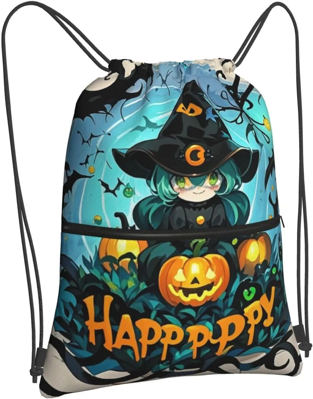 Drawstring Backpack Sports Gym Bags Gothic Happy Halloween Drawstring Bags for Men Women Beach Bag String Bag
