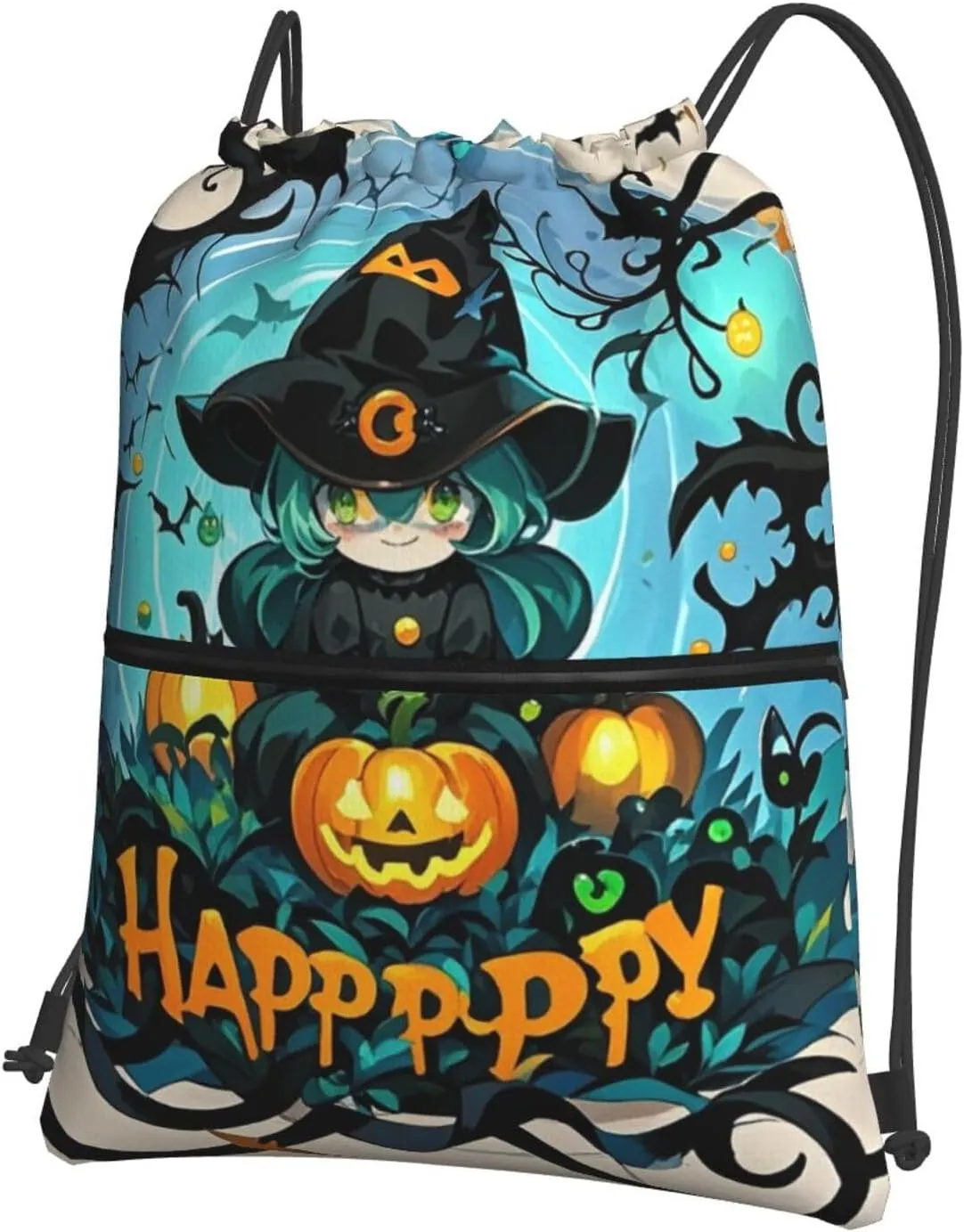 Drawstring Backpack Sports Gym Bags Gothic Happy Halloween Drawstring Bags for Men Women Beach Bag String Bag