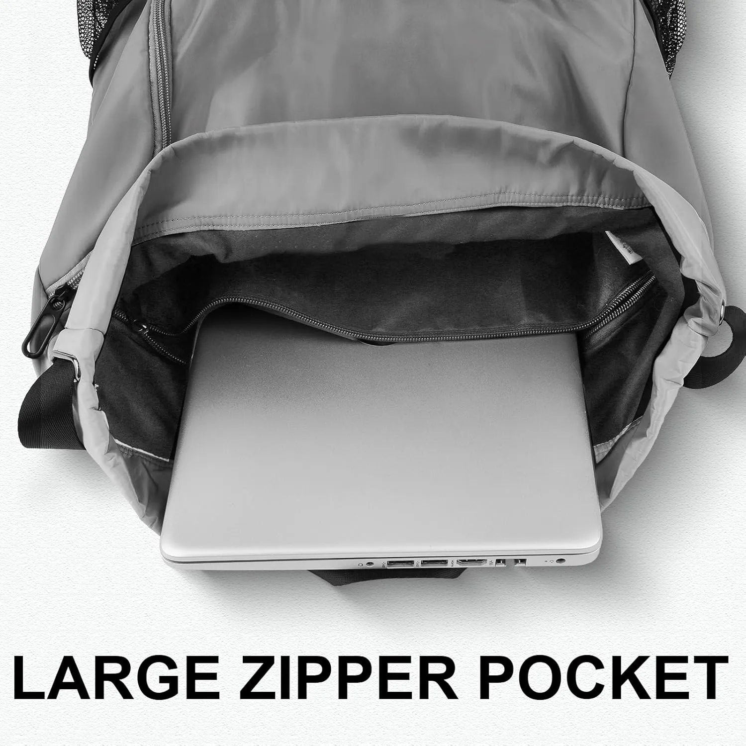 Drawstring Backpack with Mesh Pockets String Gym Bag Sackpack Sandproof Water Resistant Beach Backpack for Men Women