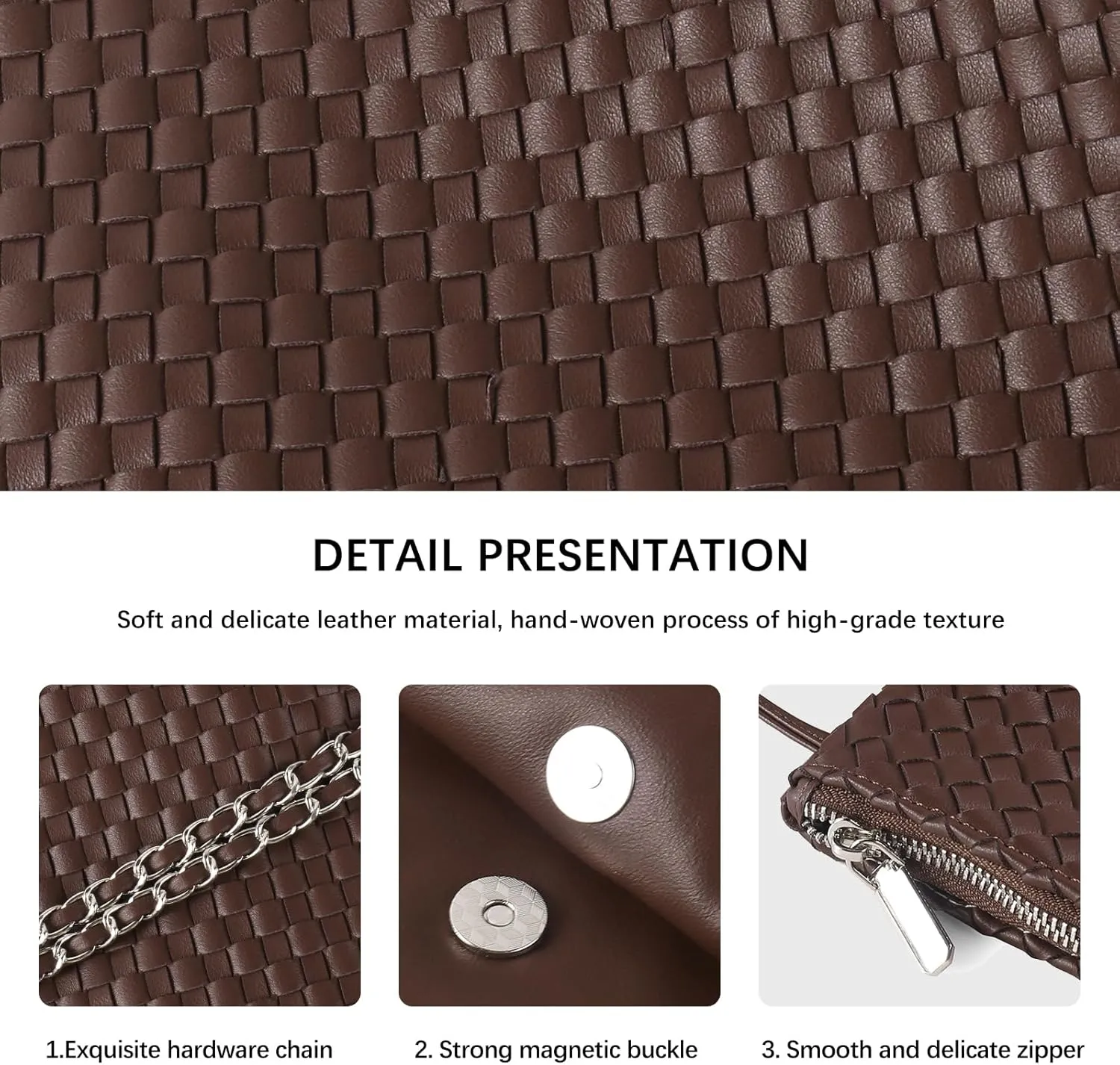 Drawstring Bag for Women Leather Tote Large Capacity Travel Handbag and Purse Foldable Handmade Woven Shoulder Bag