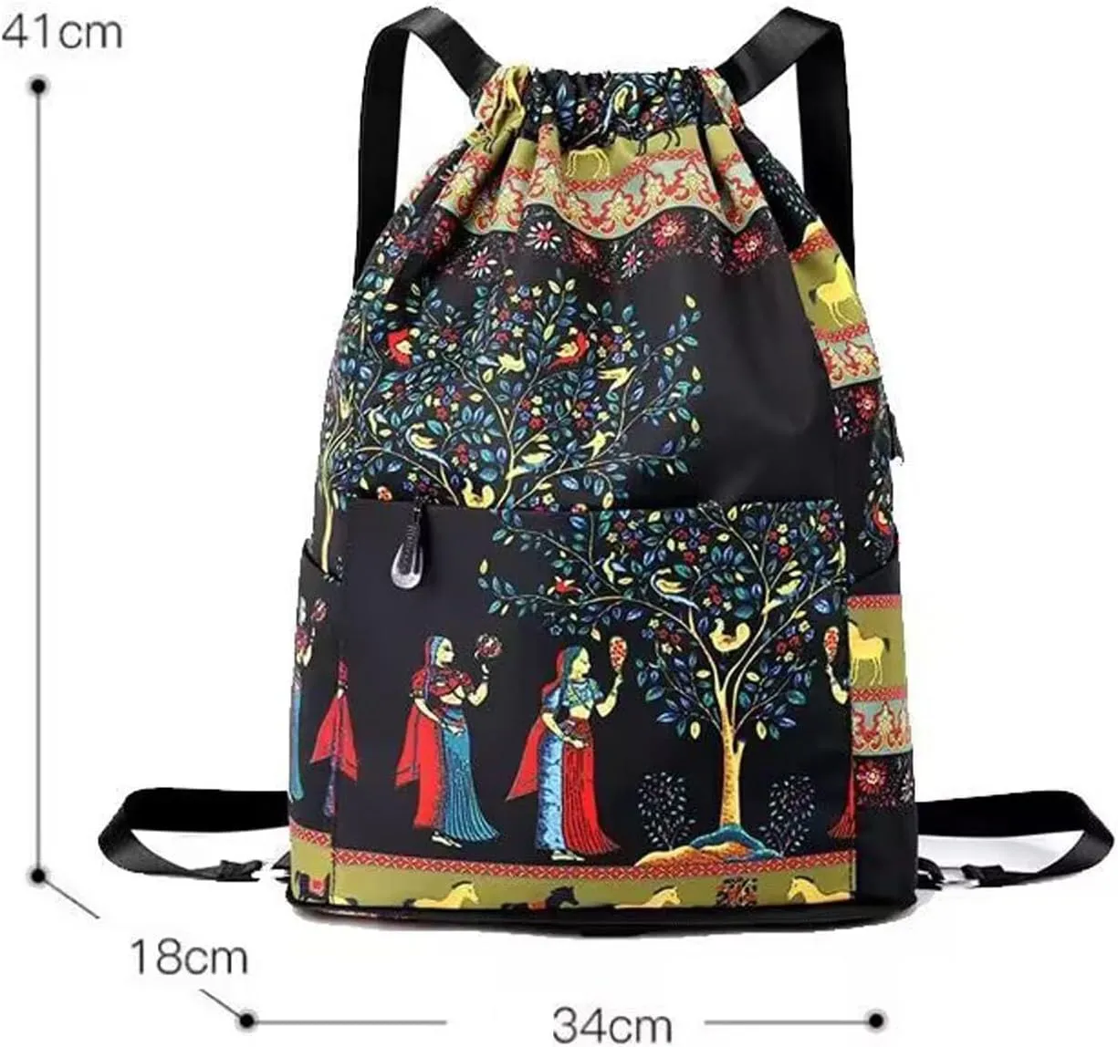 Drawstring Foldable Large Capacity Dry-wet Separation Travel Sports Backpack Waterproof Gym Bag with Multiple Pockets (A)